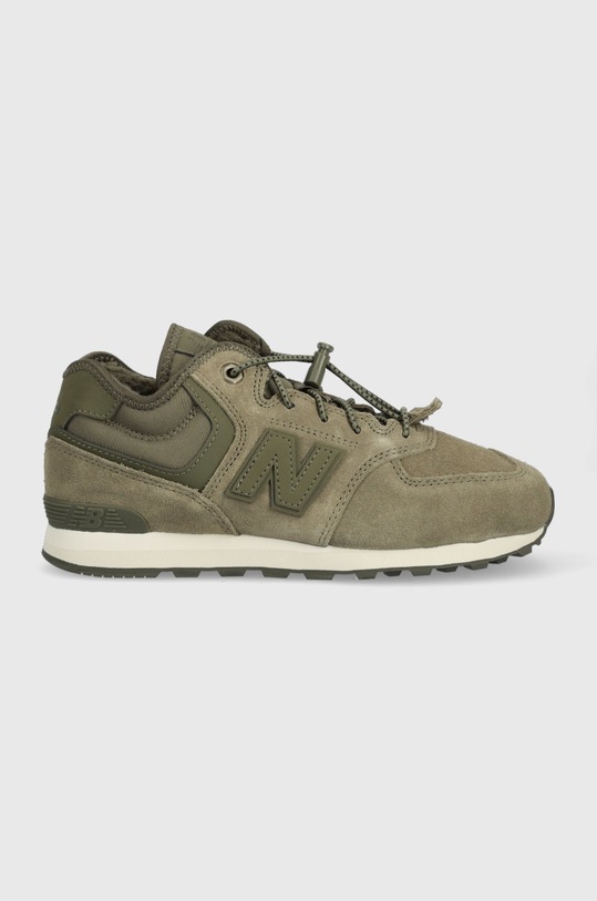 New Balance buty zimowe zamszowe dziecięce GV574HG1 ocieplane zielony GV574HG1