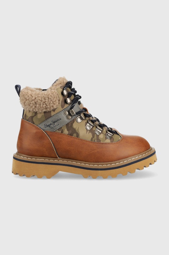 Pepe Jeans pantofi copii cu snur maro PBS50099