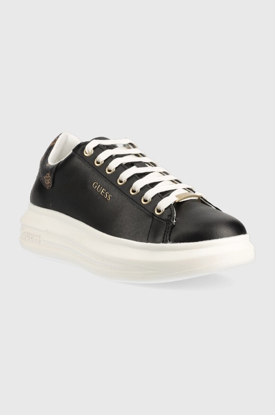 Guess sneakersy skórzane VIBO FL7RNO.FAL12.BLKBR czarny AW22