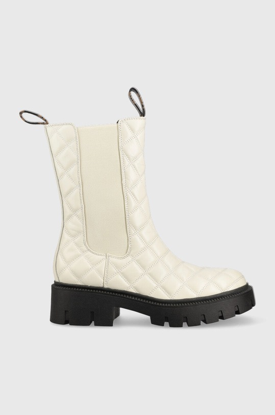 Guess sztyblety skórzane Serlen tekstylny beżowy FL7SRL.LEA10.WHITE