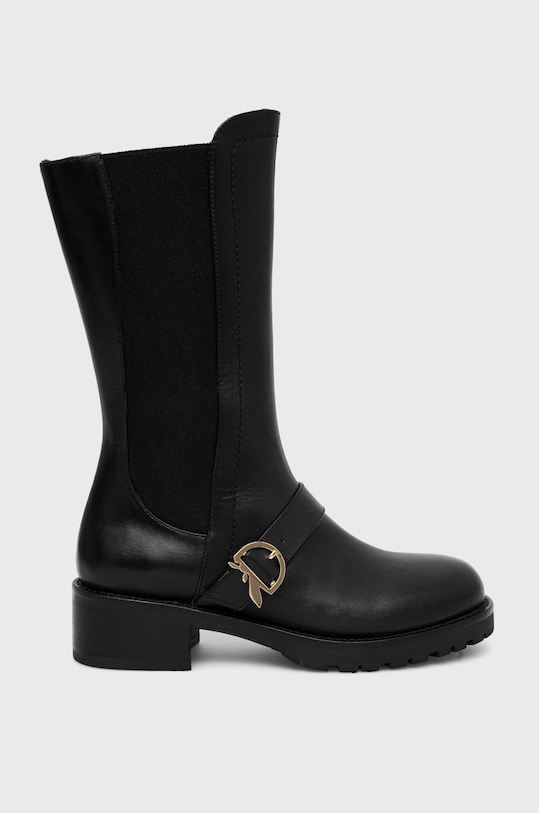 Patrizia Pepe sztyblety skórzane płaski czarny 8Y0284.L011.K103