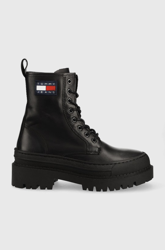 Tommy Jeans bocanci de piele Lace Up Boot pana la 5 cm negru EN0EN01899.BDS