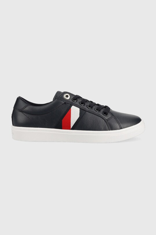 Kožené tenisky Tommy Hilfiger Corporate Tommy Cupsole plochá tmavomodrá FW0FW06605.DW5