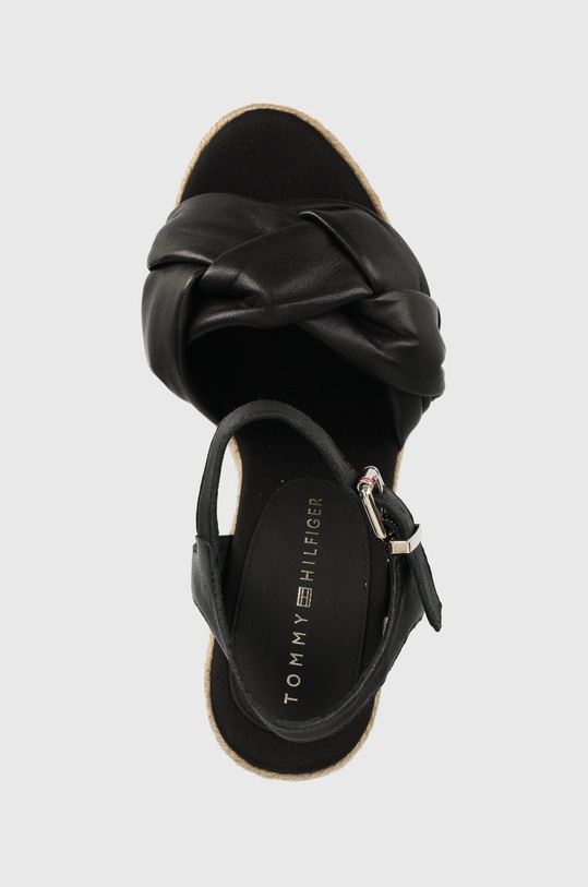 Kožené sandály Tommy Hilfiger Th Waves High Wedge černá FW0FW06671.BDS