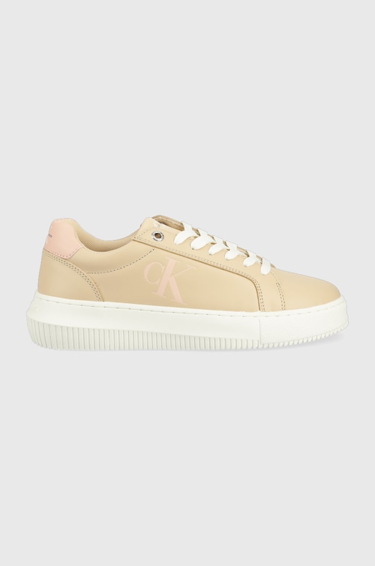 Calvin Klein Jeans sneakersy skórzane Chunky Cupsole Laceup Low YW0YW00807.0GD Planet friendly beżowy YW0YW00807.0GD