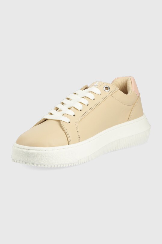 Obuwie Calvin Klein Jeans sneakersy skórzane Chunky Cupsole Laceup Low YW0YW00807.0GD YW0YW00807.0GD beżowy