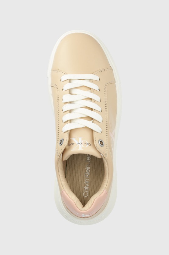 Calvin Klein Jeans sneakersy skórzane Chunky Cupsole Laceup Low YW0YW00807.0GD beżowy YW0YW00807.0GD