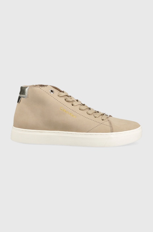 Calvin Klein sneakers din piele intoarsă Cupsole Unlined High Top Planet friendly bej HW0HW01174.PCV