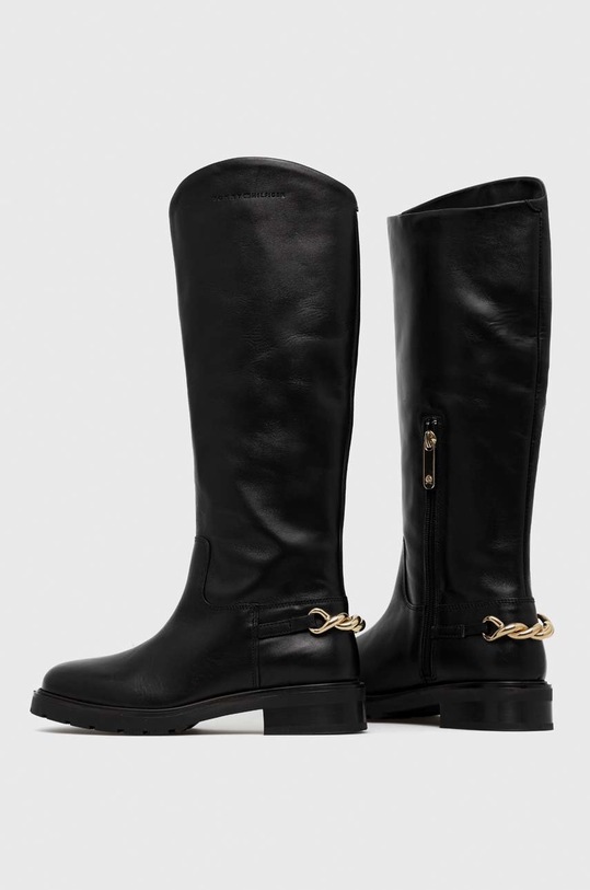 Взуття Шкіряні чоботи Tommy Hilfiger Tommy Twist Flat Longboot FW0FW07057.BDS чорний