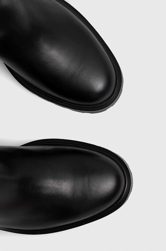 Δερμάτινες μπότες Tommy Hilfiger Tommy Twist Flat Longboot μαύρο FW0FW07057.BDS