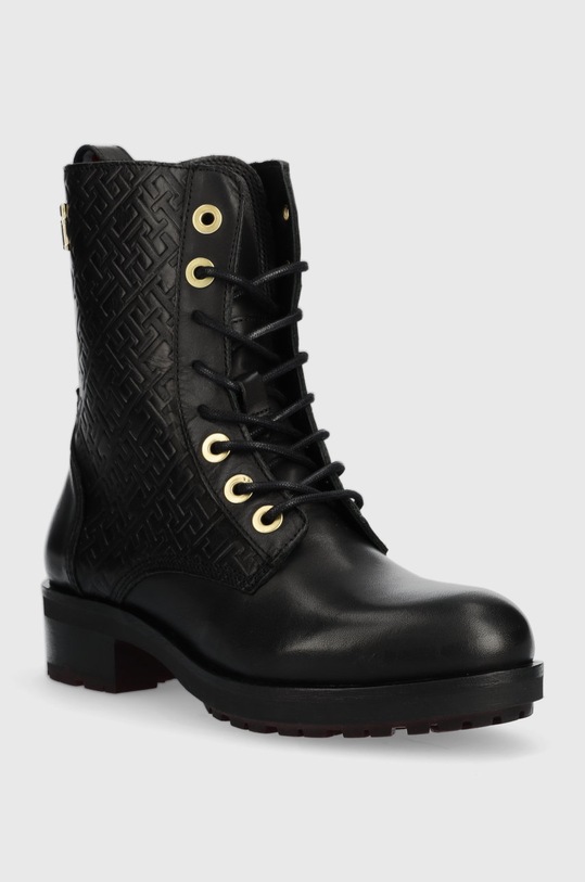 Kožne čizme Tommy Hilfiger Th Monogram Biker Boot FW0FW06817.BDS crna AW22