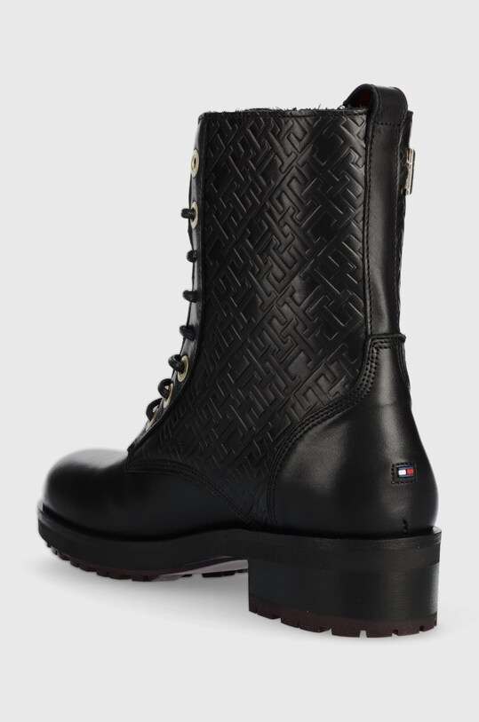 Obuwie Tommy Hilfiger workery skórzane Th Monogram Biker Boot FW0FW06817.BDS czarny