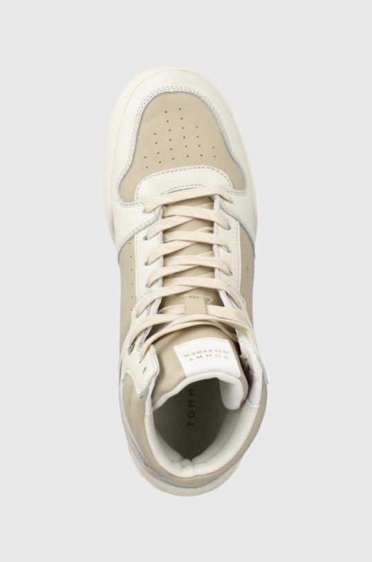 Kožené sneakers boty Tommy Hilfiger High Cut Basket Sneaker Se béžová FW0FW06809.ACI