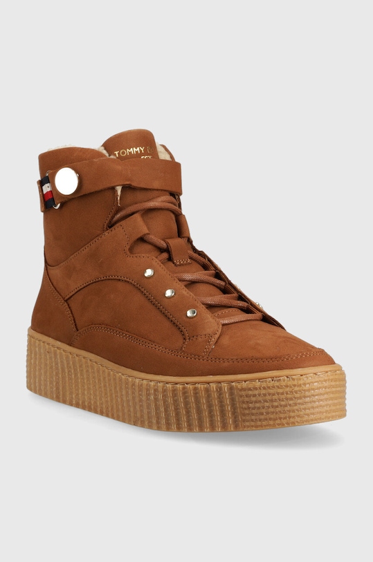 Tommy Hilfiger śniegowce skórzane Warmlined Lace Up Boot FW0FW06798.GTU brązowy AW22