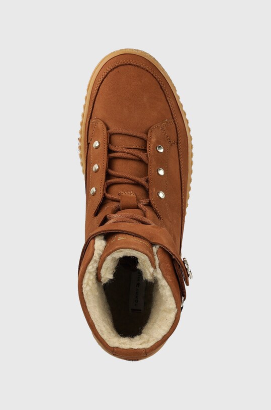 Кожаные кроссовки Tommy Hilfiger Warmlined Lace Up Boot коричневый FW0FW06798.GTU