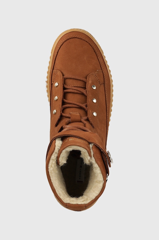 Tommy Hilfiger śniegowce skórzane Warmlined Lace Up Boot brązowy FW0FW06798.GTU