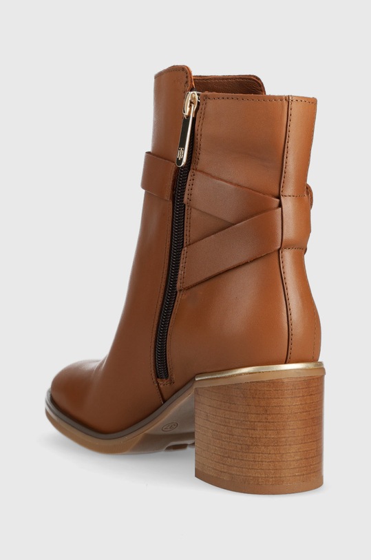 Boty Kožené kotníkové boty Tommy Hilfiger Th Belt Heeled Boot FW0FW06766.GTU hnědá