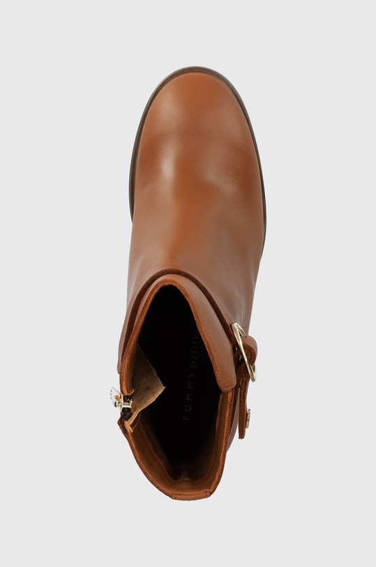Kožené kotníkové boty Tommy Hilfiger Th Belt Heeled Boot hnědá FW0FW06766.GTU