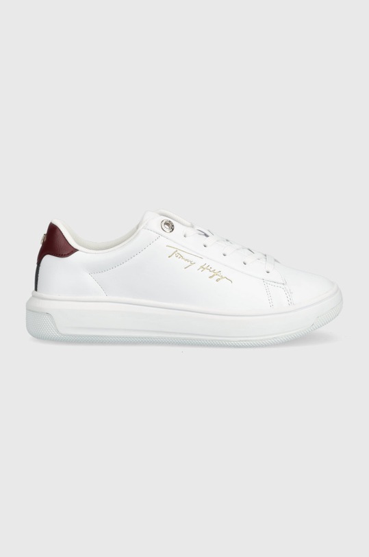 Kožené sneakers boty Tommy Hilfiger Signature Court Sneaker plochá bílá FW0FW06738.YBR