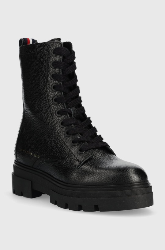 Kožené workery Tommy Hilfiger Monochromatic Lace Up Boot FW0FW06732.BDS černá AW22
