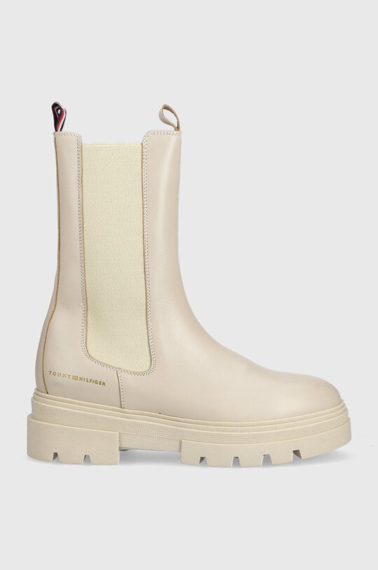 Δερμάτινες μπότες τσέλσι Tommy Hilfiger Monochromatic Chelsea Boot υφασμάτινο μπεζ FW0FW06730.ACI