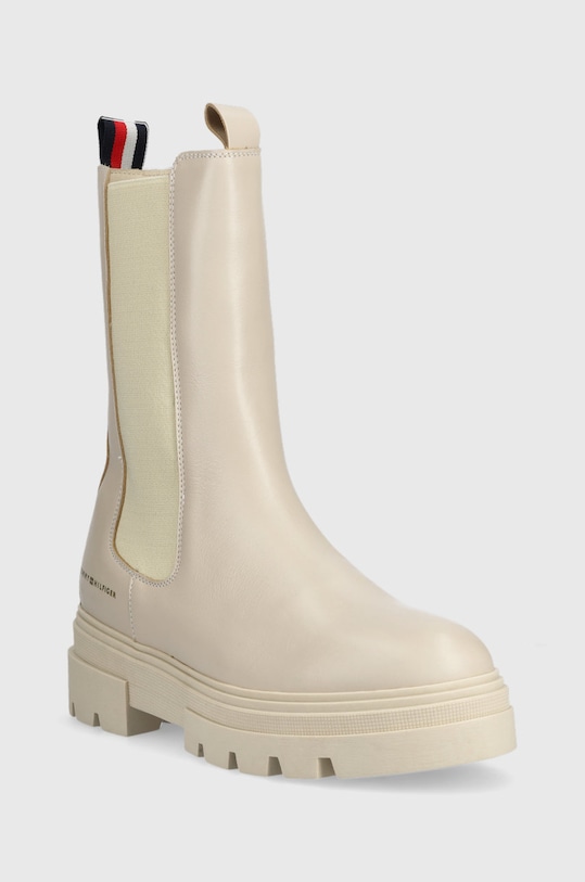 Δερμάτινες μπότες τσέλσι Tommy Hilfiger Monochromatic Chelsea Boot FW0FW06730.ACI μπεζ AW22