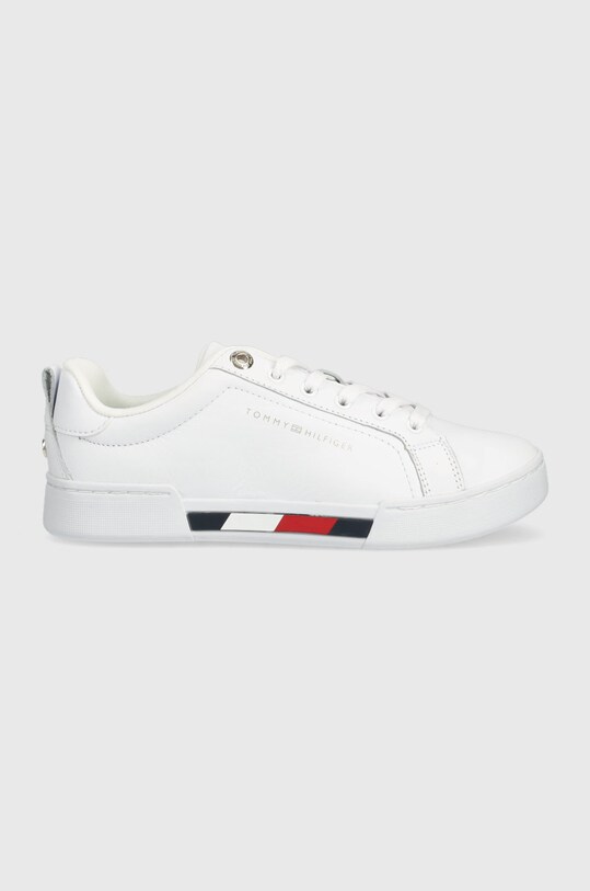 Kožené sneakers boty Tommy Hilfiger Tricolor Insert Sneaker Planet friendly bílá FW0FW06729.YBR