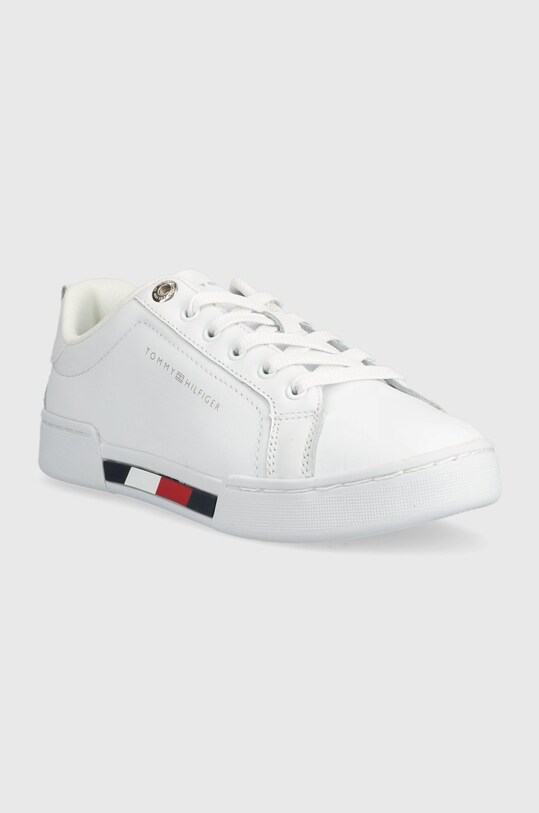 Kožené sneakers boty Tommy Hilfiger Tricolor Insert Sneaker FW0FW06729.YBR bílá AW22