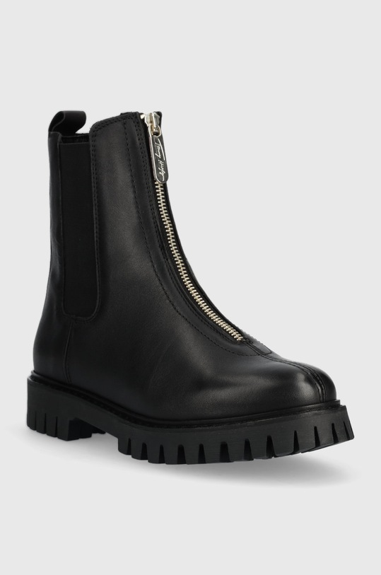Tommy Hilfiger bőr bokacsizma Zip Boot FW0FW06727.BDS fekete AW22