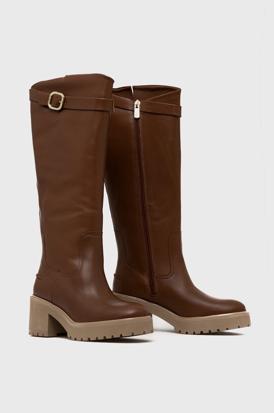 Δερμάτινες μπότες Tommy Hilfiger Belt Buckle Longboot FW0FW06657.GVI καφέ AW22