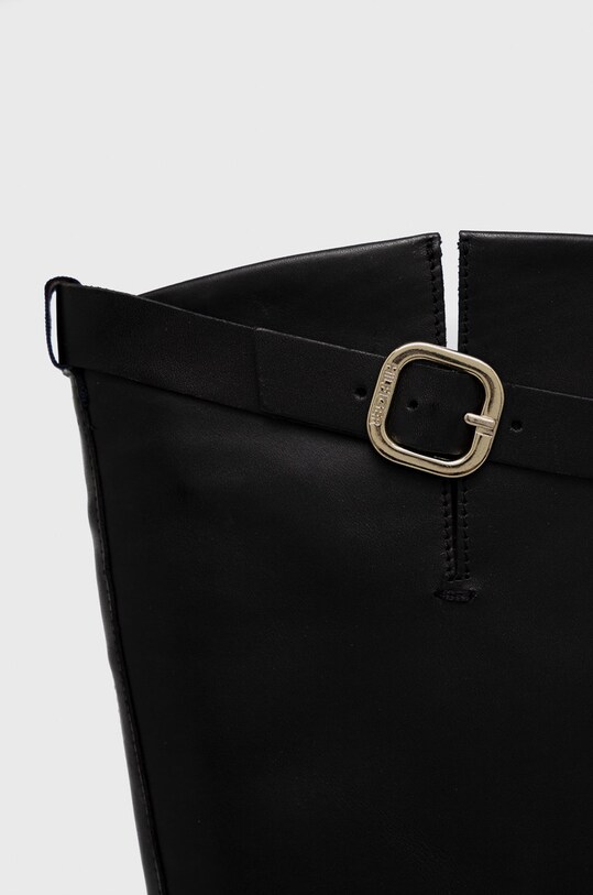 Δερμάτινες μπότες Tommy Hilfiger Belt Buckle μαύρο FW0FW06657.BDS
