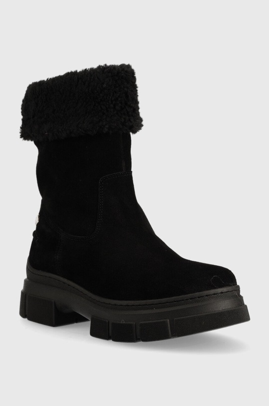 Σουέτ μπότες Tommy Hilfiger Warm Lining Suede Low Boot FW0FW06650.BDS μαύρο AW22