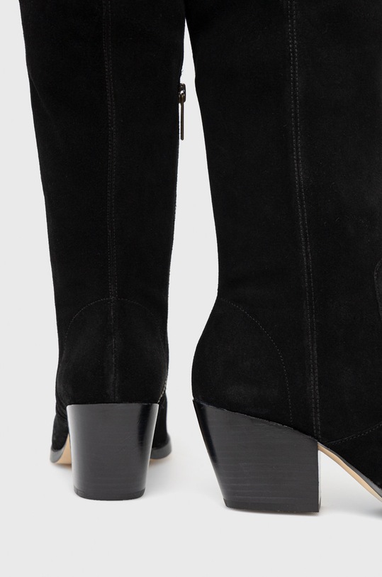 Încălțăminte MICHAEL Michael Kors cizme din piele intoarsa Harlow 40T2HLMB5S.001 negru