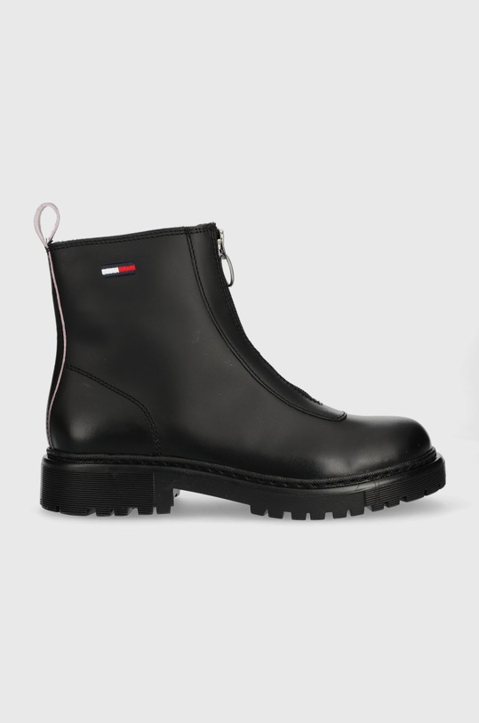 Tommy Jeans botki skórzane Tommy Jeans Zip Boot płaski czarny EN0EN01922.BDS