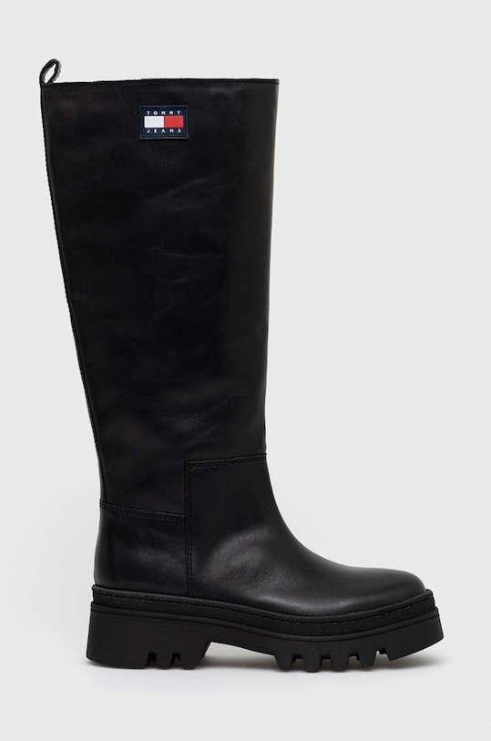 Tommy Jeans kozaki skórzane Tommy Jeans Fashion Bootie nieocieplane czarny EN0EN01946.BDS