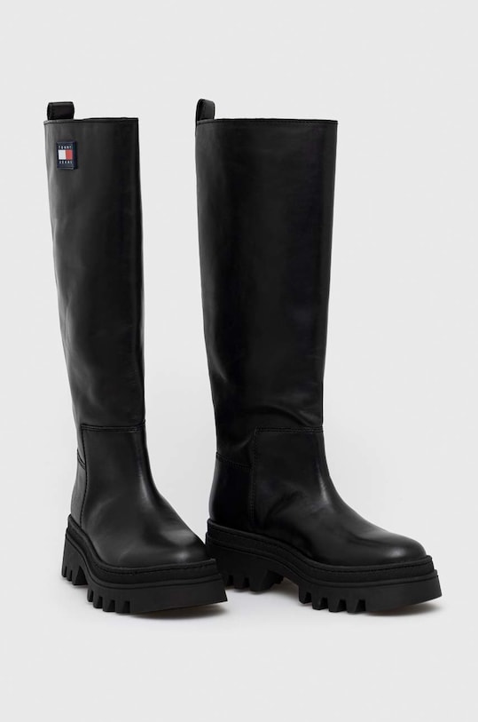 Tommy Jeans kozaki skórzane Tommy Jeans Fashion Bootie EN0EN01946.BDS czarny AW22