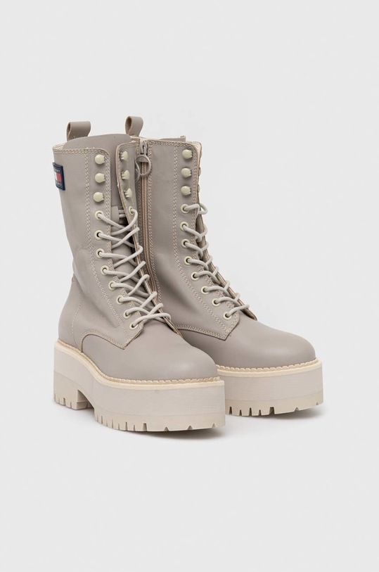 Tommy Jeans bocanci de piele Tommy Jeans Flatform Padded Boot EN0EN01954.PKF bej AW22