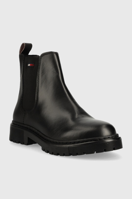 Tommy Jeans bőr bokacsizma Tommy Jeans Flat Chelsea EN0EN01986.BDS fekete AW22