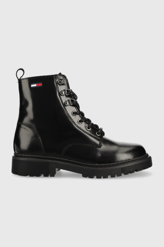 Tommy Jeans workery skórzane Tommy Jeans Leather Lace Up płaski czarny EN0EN01988.BDS