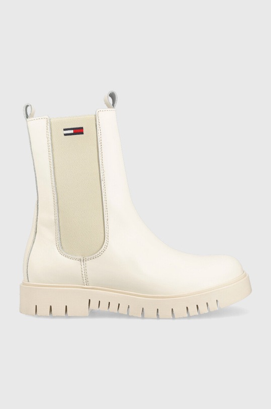 Tommy Jeans sztyblety skórzane Tommy Jeans Long Chelsea Boot tekstylny beżowy EN0EN01990.YBI