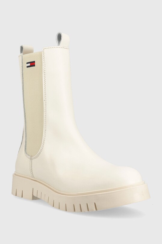 Кожени боти челси Tommy Jeans Tommy Jeans Long Chelsea Boot EN0EN01990.YBI бежов AW22