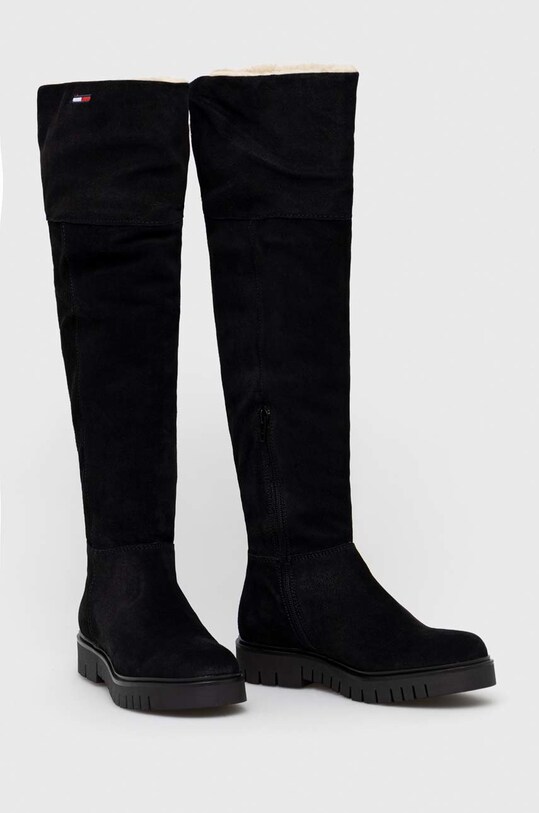Tommy Jeans kozaki zamszowe Warmlined Long Boot EN0EN01994.BDS czarny AW22