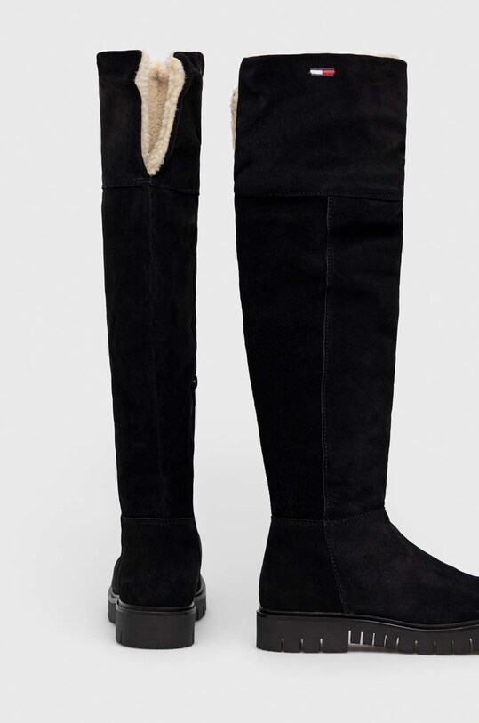 Obuwie Tommy Jeans kozaki zamszowe Warmlined Long Boot EN0EN01994.BDS czarny