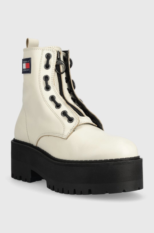 Kožené kotníkové boty Tommy Jeans Tamy Higher 3A - Zip Up EN0EN02005.YBI béžová AW22