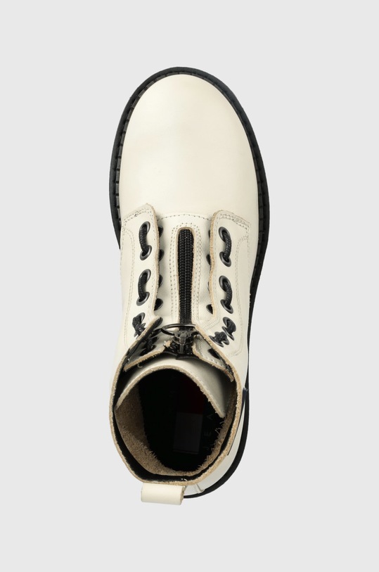 Kožené kotníkové boty Tommy Jeans Tamy Higher 3A - Zip Up béžová EN0EN02005.YBI