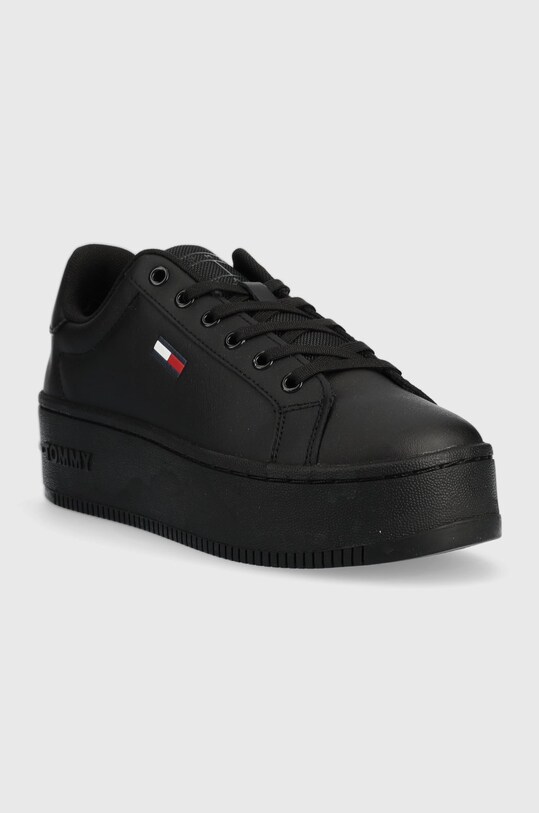 Kožené sneakers boty Tommy Jeans Tommy Jeans Flatform Ess EN0EN02043.0GK černá SS23