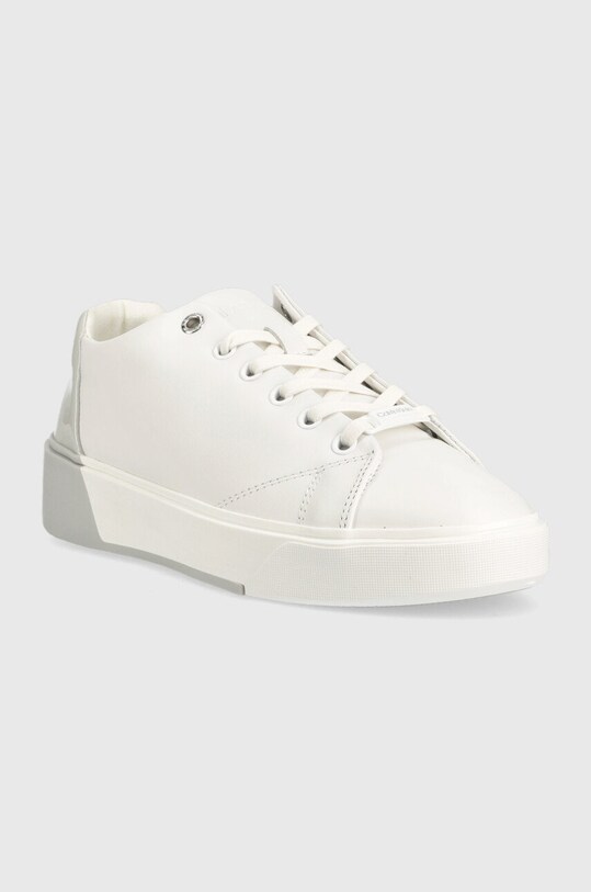 Calvin Klein sneakersy skórzane Heel Cupsole Lace Up HW0HW01209.YAF biały AW22