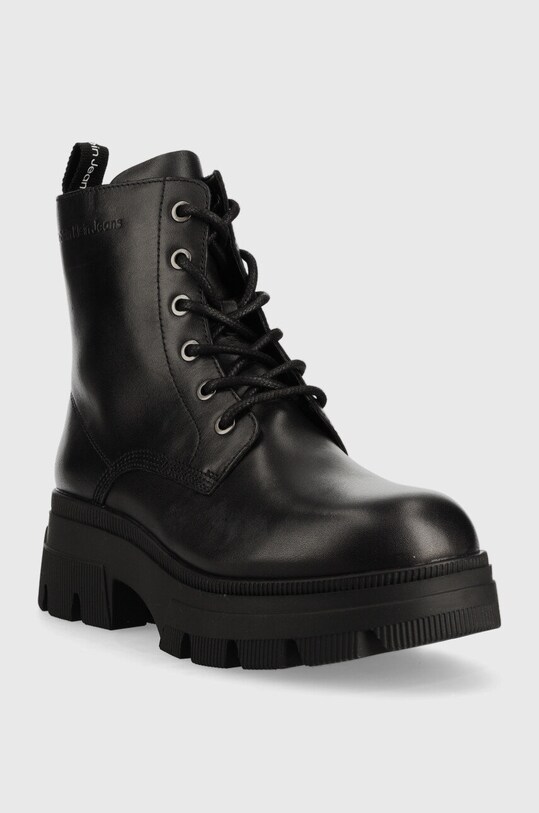 Шкіряні черевики Calvin Klein Jeans Chunky Combat Laceup Boot YW0YW00835.BDS чорний AW22