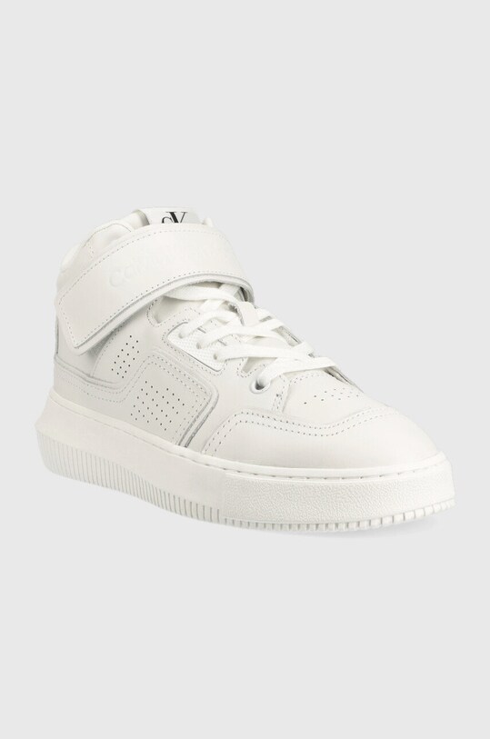 Usnjene superge Calvin Klein Jeans Chunky Cupsole Laceup Mid YW0YW00841.YAF bela AW22