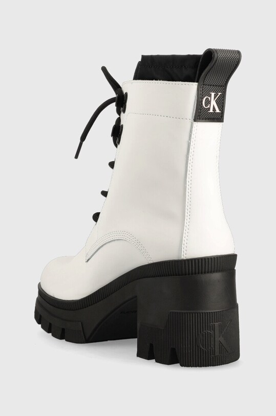 Обувки Кожени боти Calvin Klein Jeans Chunky Heeled Boot Laceup YW0YW00729.YAF бял